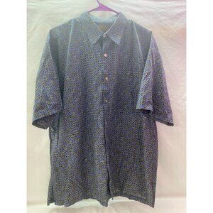 Tori Richard Honolulu XL 100% Cotton Blue with Multi-Color Swirls Collard Shirt